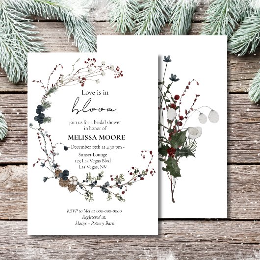 Invitation L'Amour Rustique Boho D'Hiver Est En Fête des mari