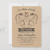 Invitation L'amour rustique fait un Baby shower Lesbien Famil (Devant)