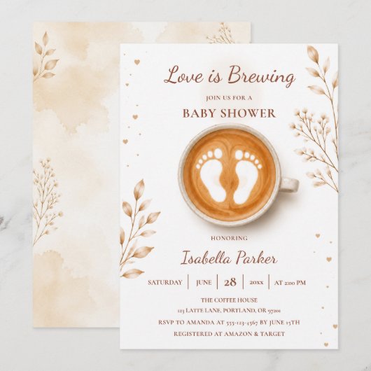 Invitation L'amour se prépare Bébé Pieds Douche (Devant / Derrière)