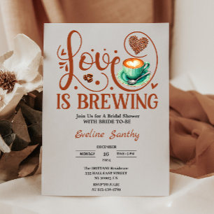 Invitation L'Amour se Prépare Cappuccino Cœur Baby Shower de