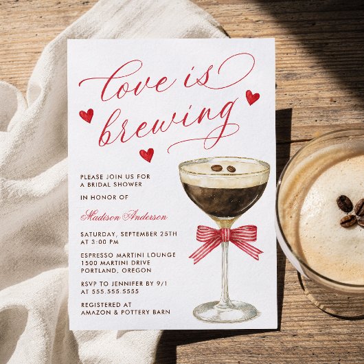 Invitation L'Amour se prépare Fête de mariage avec Espresso M