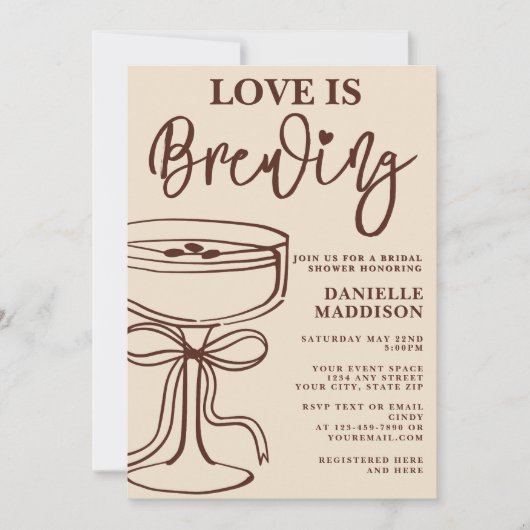Invitation L'Amour se Prépare Mariage Espresso Martini Enterr (Devant)
