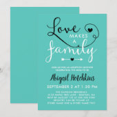 Invitation L'Amour Turquoise Fait Une Douche D'Adoption Famil (Devant / Derrière)