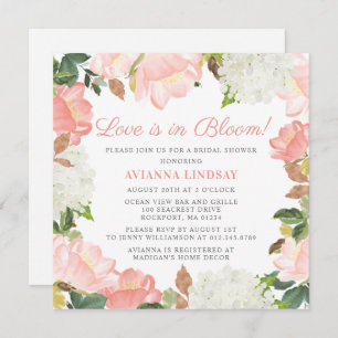 Invitation L'amour végétal rose blanc est en fleurs