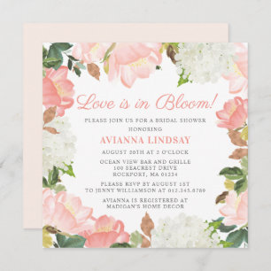 Invitation L'amour végétal rose blanc est en fleurs