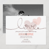 Invitation L'amoureux d'amour de ruban couple l'invitation de (Devant / Derrière)