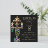Invitation Lampe à gaz et perles Mardi Gras Party (Debout devant)