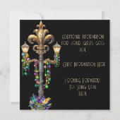 Invitation Lampe à gaz et perles Mardi Gras Party (Dos)