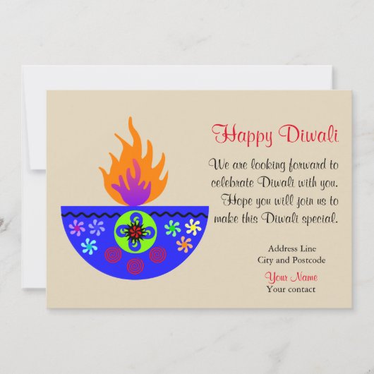 Invitation Lampe colorée Diwali Diya (Devant)