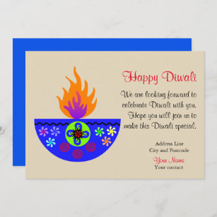 Invitation Lampe colorée Diwali Diya