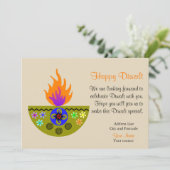 Invitation Lampe colorée Diwali Diya (Debout devant)