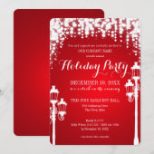 Invitation Lampe Post Sparkle Red Holiday Party Corporate (Devant / Derrière)