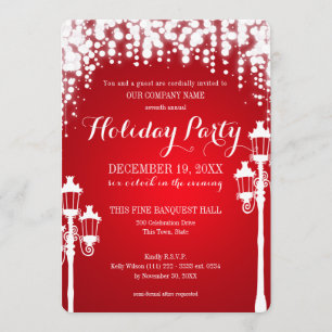 Invitation Lampe Post Sparkle Red Holiday Party Corporate