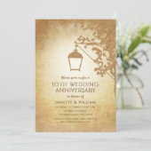 Invitation Lampe Vintage 10ème Anniversaire de Mariage Rustiq (Debout devant)