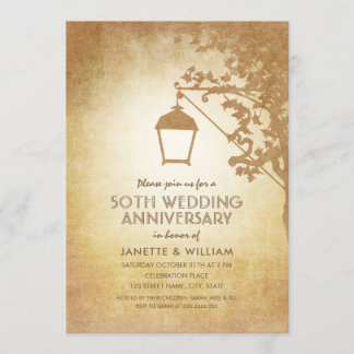 Invitation Lampe Vintage 50e Anniversaire de Mariage Rustique