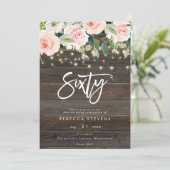 Invitation lampes à bois rustique fleurie 60e anniversaire (Debout devant)