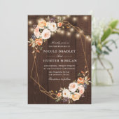 Invitation lampes à cordes de bois rustique tombent mariage f (Debout devant)