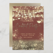 Invitation Lampes à cordes d'or moderne entreprise Cocktail p (Devant / Derrière)