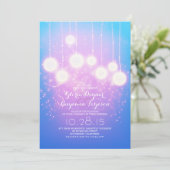 Invitation lampes à cordes et lanternes bleu clair invite de  (Debout devant)