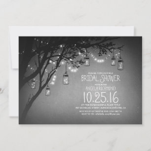 Invitation lampes à cordes jarres mason douche vintage nuptia