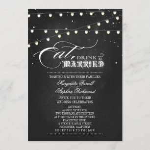 Invitation Lampes à cordes Mangez, Buvez et Soyez marié Maria