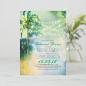 Invitation lampes à cordes, palmiers, plage (Debout devant)