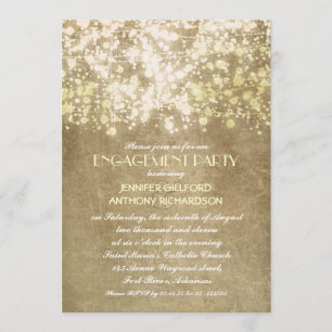 Invitation lampes à cordes partie d'engagement vintage rustiq