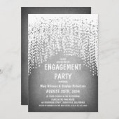 Invitation lampes à cordes rustiques vintage partie d'engagem (Devant / Derrière)