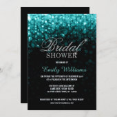 Invitation Lampes à cordes turquoise bokeh douche nuptiale (Devant / Derrière)