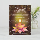 Invitation Lampes Diwali brun or, script d'illustration (Debout devant)