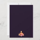 Invitation Lampes Diwali rose violet, script d'illustration (Dos)