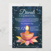 Invitation Lampes Diwali turquoise bleu, script d'illustratio (Devant)