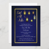 Invitation Lampes en or sur Damas Bleu | Aïd Al Fitr (Devant / Derrière)