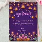 Invitation Lampes lumineuses Diwali Purple Gold Floral Lampes