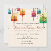 Invitation Lampions Colorés Cerisier Oiseaux Anniversaire (Dos)