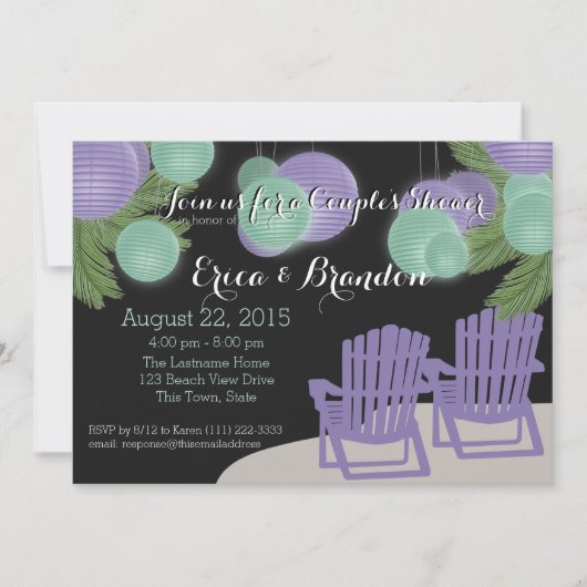 Invitation Lampions de plage pour la douche de couple (Devant)