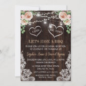Invitation Lampions Fleuris Champagne Rose Mariage BBQ en Gra (Devant)