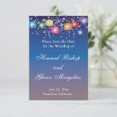 Invitation Lampions Ombré Arc-en-ciel Mariage Épargnez la Dat (Debout devant)