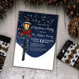Invitation Lamppost de neige blanche de marine Garland Bow No