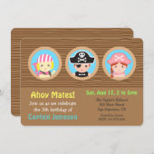 Invitation L'amusement pirate la fête d'anniversaire de thème (Devant / Derrière)