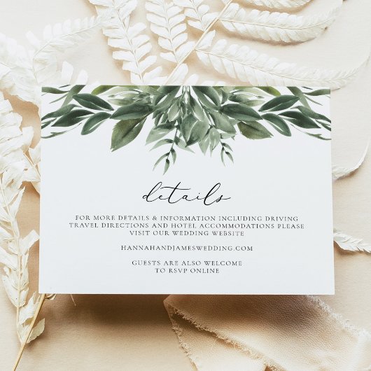 Invitation LANA Bohemian Watercolor Green Details Card