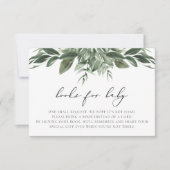 Invitation LANA Modern Boho Greenery Livres pour Baby Card (Devant)