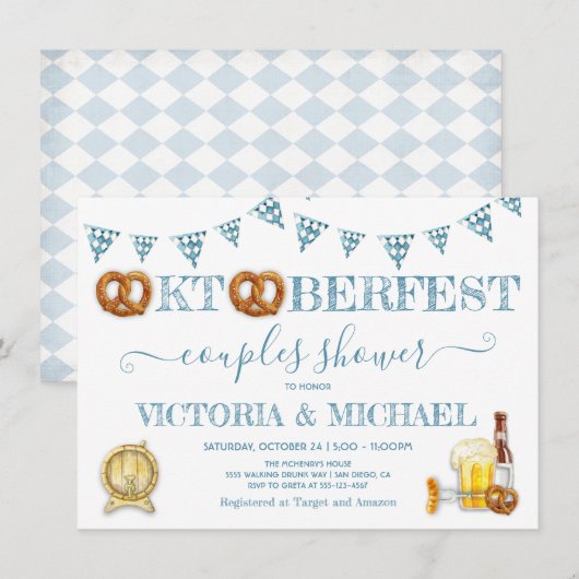 Invitation Lancement de couples de prétzels d'Oktoberfest (Devant / Derrière)