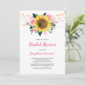 Invitation Lancement de Fiançailles Tournesol Rose Rose Lumiè (Debout devant)