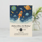 Invitation Lancement de fusée et aventure sur une planète pou (Debout devant)