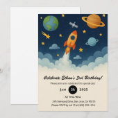 Invitation Lancement de fusée et aventure sur une planète pou (Devant / Derrière)