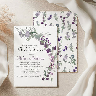Invitation Lancement de mariage aux fleurs sauvages aquarelle