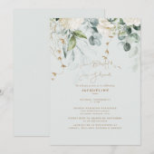 Invitation Lancement de mariage élégant Hydrangea blanc sauge (Devant / Derrière)