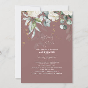 Invitation Lancement de mariage Elegant Hydrangea Rose Poussi
