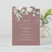 Invitation Lancement de mariage Elegant Hydrangea Rose Poussi (Debout devant)